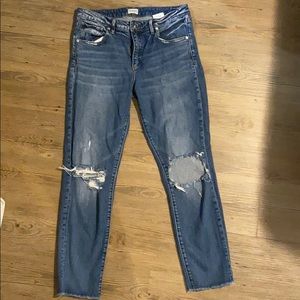Silver distressed ankle length jeans
